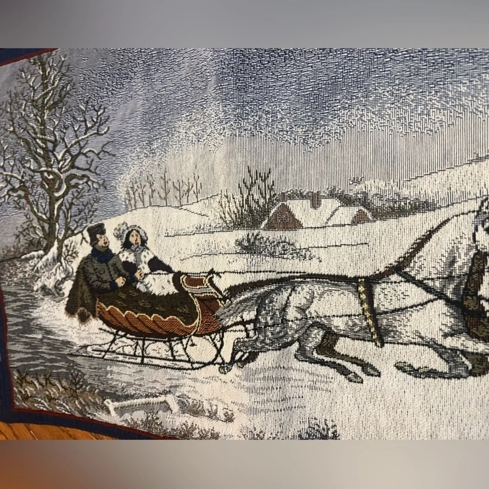 Winter Scene Tapestry 4 Placemats Navy Back